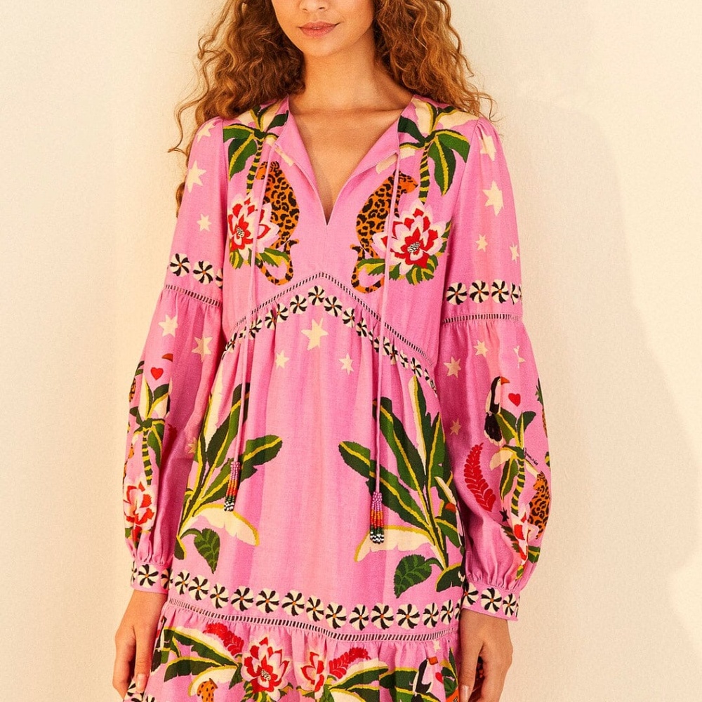 NEW Farm Rio Pink Leopard Forest Mini Dress (XL) - Picture 7 of 7